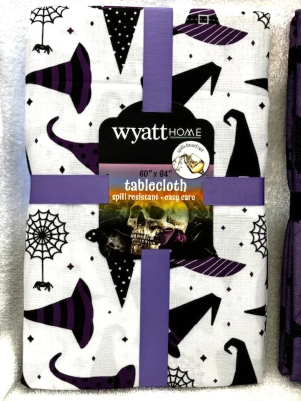 Three different Halloween themed, spill resistant, easy care tablecloths NWT